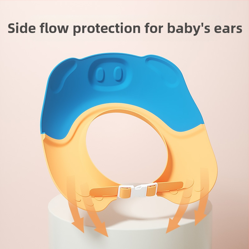 Бебешка шапка за миене на коса за прасенца, детска шапка за миене на коса, артефакт за блокиране на вода, шапка за миене на коса, защита за уши, бебешка шапка за душ на едро