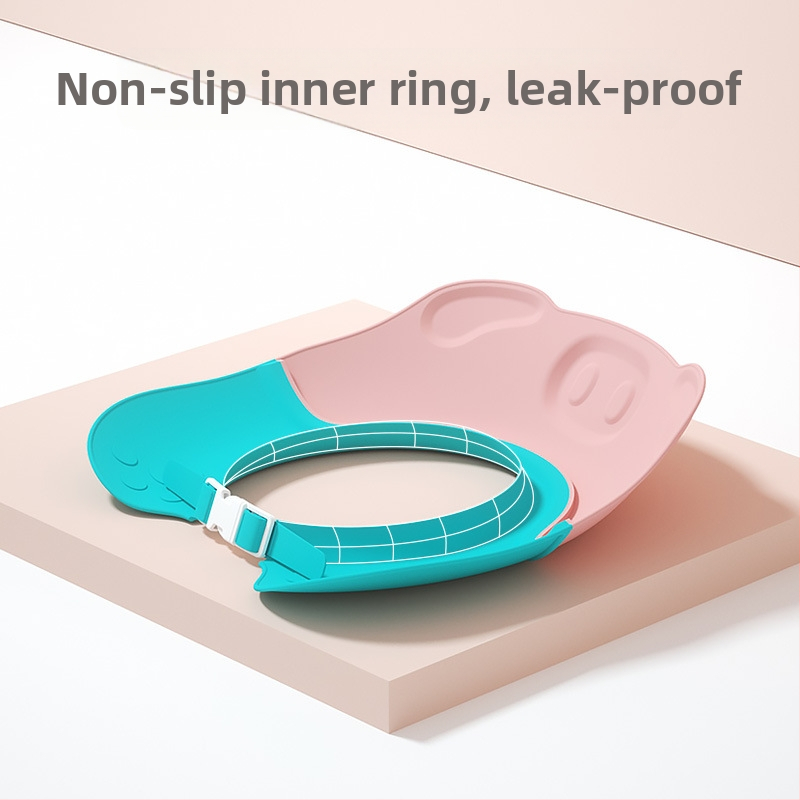 Бебешка шапка за миене на коса за прасенца, детска шапка за миене на коса, артефакт за блокиране на вода, шапка за миене на коса, защита за уши, бебешка шапка за душ на едро