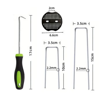 U formos įžeminimo vinys 15 cm plastikinės tarpinės vejos vinys sodo palapinei, vėjui atsparios vinys, cinkuotos fiksuotos vinys, žolei atsparios medžiaginės įžeminimo vinys