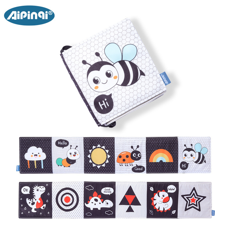 Nova crno-bijela serija knjiga za krevetić, knjiga za rano obrazovanje za bebe, knjiga za krevetić, beba ne može tear bite