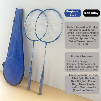 Badmintono raketės kostiumas suteikia tris kamuoliukus jaunimui, šeimos pramogoms, pagrindinėms treniruotėms ir raketės rinkiniui.