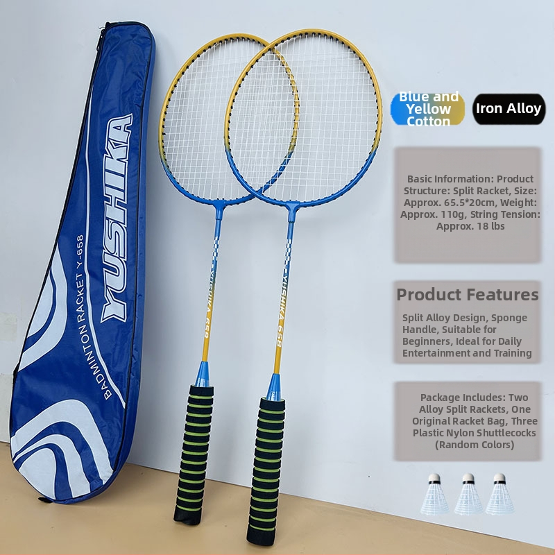 Badmintono raketės kostiumas suteikia tris kamuoliukus jaunimui, šeimos pramogoms, pagrindinėms treniruotėms ir raketės rinkiniui.