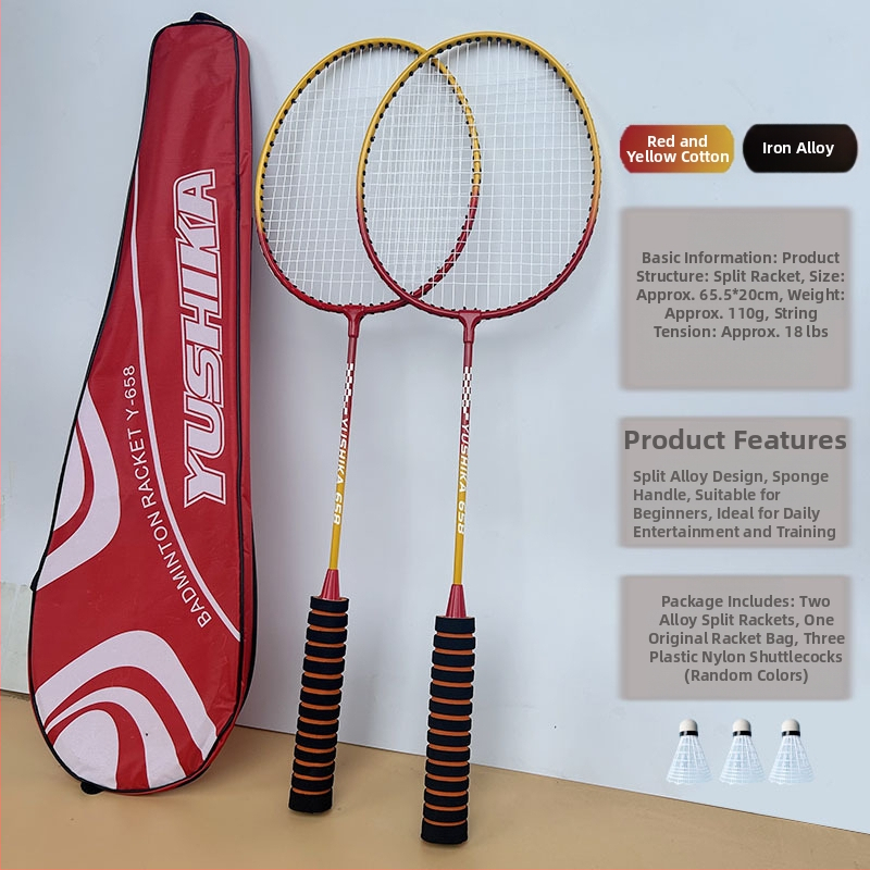 Badmintono raketės kostiumas suteikia tris kamuoliukus jaunimui, šeimos pramogoms, pagrindinėms treniruotėms ir raketės rinkiniui.