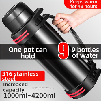 Didelės talpos kelioninis termosas, atnaujintas iš 316 nerūdijančio plieno, šilto vandens butelis, nešiojamas automobilio vandens puodelis, skirtas buitiniam naudojimui lauke.