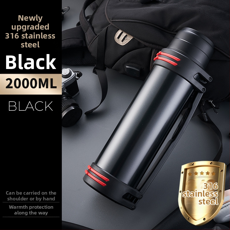 Didelės talpos kelioninis termosas, atnaujintas iš 316 nerūdijančio plieno, šilto vandens butelis, nešiojamas automobilio vandens puodelis, skirtas buitiniam naudojimui lauke.