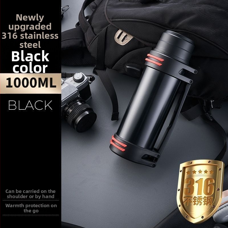 Didelės talpos kelioninis termosas, atnaujintas iš 316 nerūdijančio plieno, šilto vandens butelis, nešiojamas automobilio vandens puodelis, skirtas buitiniam naudojimui lauke.