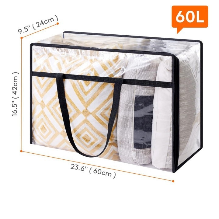 Prenosné úložné vrecko z PVC priehľadnej prikrývky, odolné voči vlhkosti a prachu, 20 hodvábnych úložných vreciek na prikrývky s veľkou kapacitou