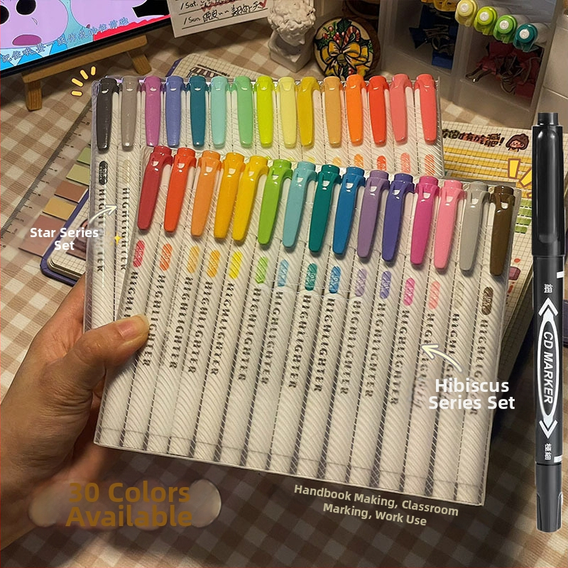 Dvigalvis žymeklis, aukštos kokybės, 30 spalvų, kostiumo žymėjimo, raktų žymeklis, studentų spalvų rašysenos rašiklis