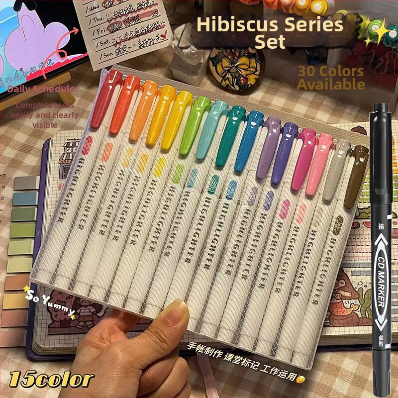 Dvigalvis žymeklis, aukštos kokybės, 30 spalvų, kostiumo žymėjimo, raktų žymeklis, studentų spalvų rašysenos rašiklis