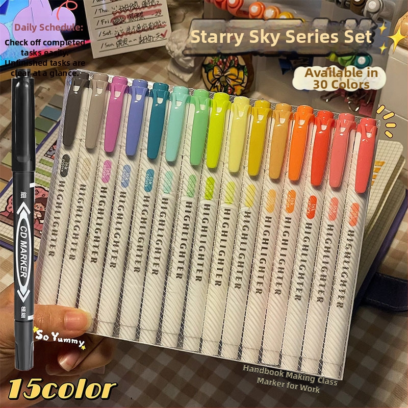 Dvigalvis žymeklis, aukštos kokybės, 30 spalvų, kostiumo žymėjimo, raktų žymeklis, studentų spalvų rašysenos rašiklis