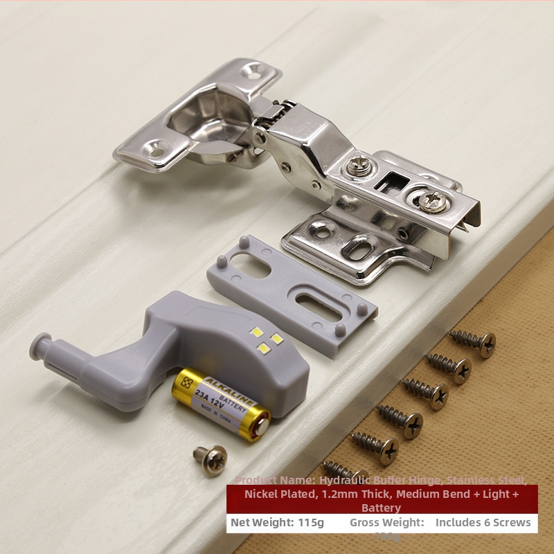 Hidrauliski buferējoša nerūsējošā tērauda eņģe, slēpta 180 grādu skapja durvju locīšana, lidmašīnas eņģe, LED gaismas rūpnīcas tiešā pārdošana