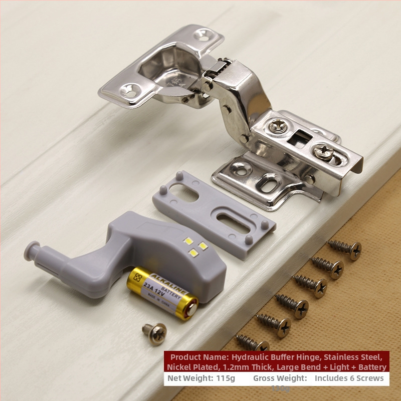 Hidrauliski buferējoša nerūsējošā tērauda eņģe, slēpta 180 grādu skapja durvju locīšana, lidmašīnas eņģe, LED gaismas rūpnīcas tiešā pārdošana