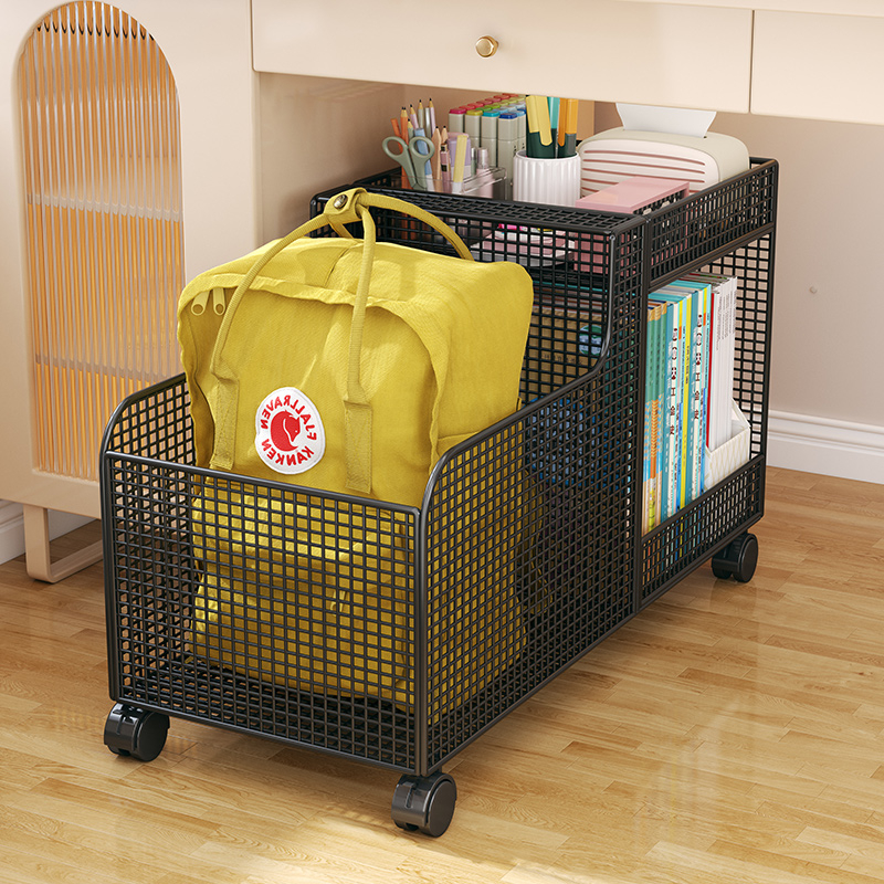 Подвижна стойка за чанти, етажерка за книги под масата, кошница за съхранение, домакинска бюро, станция за съхранение на книги, количка с колела