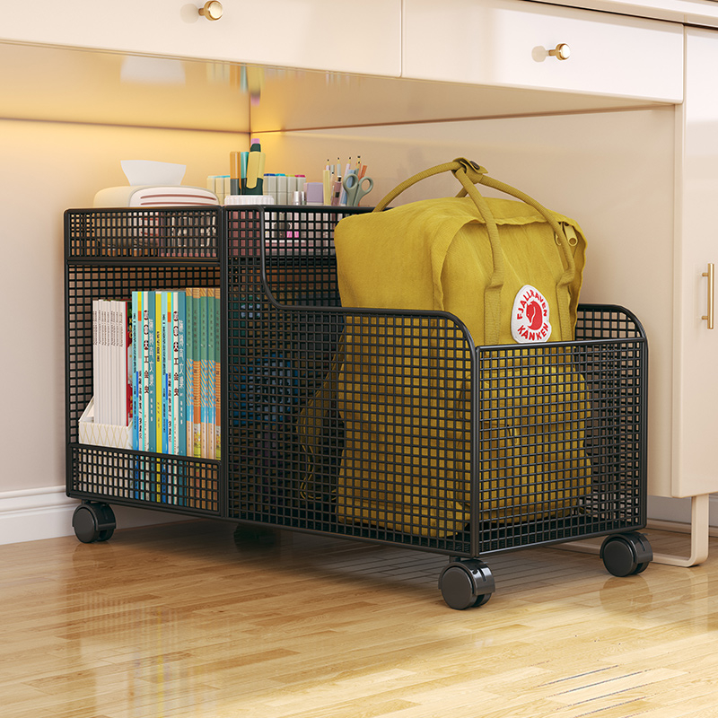 Подвижна стойка за чанти, етажерка за книги под масата, кошница за съхранение, домакинска бюро, станция за съхранение на книги, количка с колела