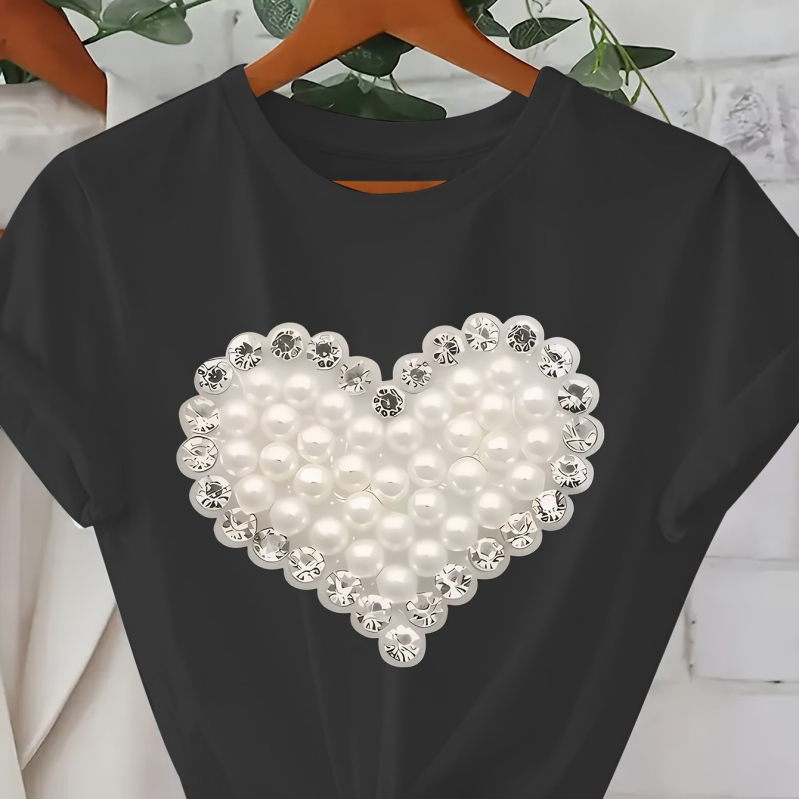 Tricou de vară cu mânecă scurtă pentru femei, croială slim fit - Negru, casual