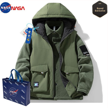 NASA aukštos kokybės, madinga prekės ženklo amerikietiško stiliaus šilta striukė vyrams, pavasario, rudens ir žiemos trijų viename berankovis gobtuvas su gobtuvu