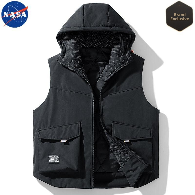 NASA aukštos kokybės, madinga prekės ženklo amerikietiško stiliaus šilta striukė vyrams, pavasario, rudens ir žiemos trijų viename berankovis gobtuvas su gobtuvu