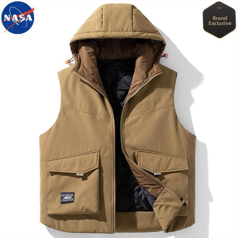 NASA aukštos kokybės, madinga prekės ženklo amerikietiško stiliaus šilta striukė vyrams, pavasario, rudens ir žiemos trijų viename berankovis gobtuvas su gobtuvu