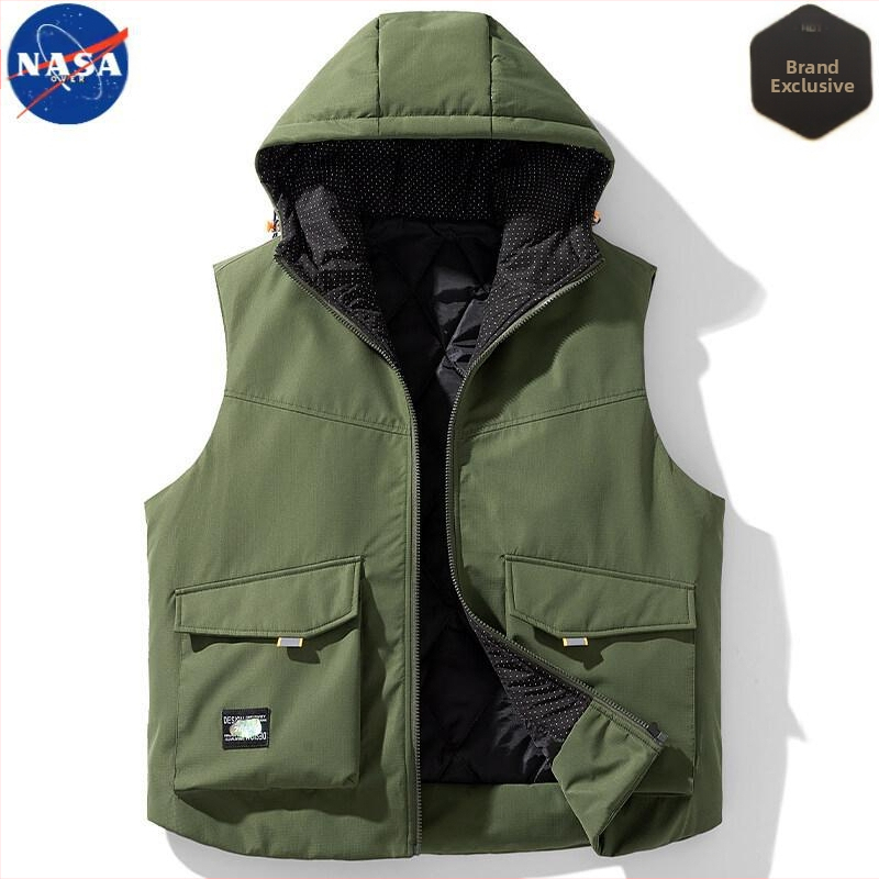 NASA aukštos kokybės, madinga prekės ženklo amerikietiško stiliaus šilta striukė vyrams, pavasario, rudens ir žiemos trijų viename berankovis gobtuvas su gobtuvu