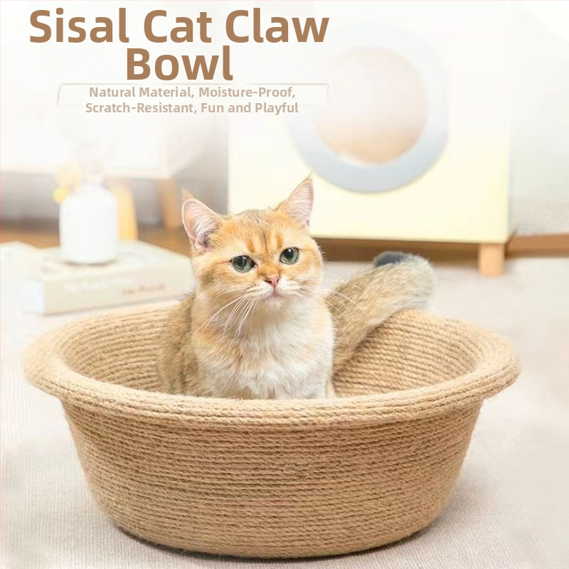 Сизалова дъска за драскане на котки, вградена дъска за котешка тоалетна, устойчива на износване, устойчива на надраскване и чипове, котешка лапа, плоча, дъска за драскане на котки, овален нокът за шлифоване на котки