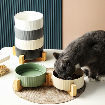 Κεραμικό μπολ για κατοικίδια, μαύρο μπολ για γάτες, μπολ νερού για σκύλους, μεγάλης διαμέτρου, αντιμαύρο πηγούνι, μπολ νερού για γάτες, αντικραδασμικό