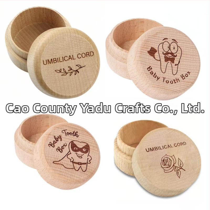 Jednoduchá masívna drevená okrúhla univerzálna detská krabička na mliečne zuby s vlasmi plodu, drevená krabička na mliečne zuby z pupočnej šnúry, buk, úložná krabička na mliečne zuby