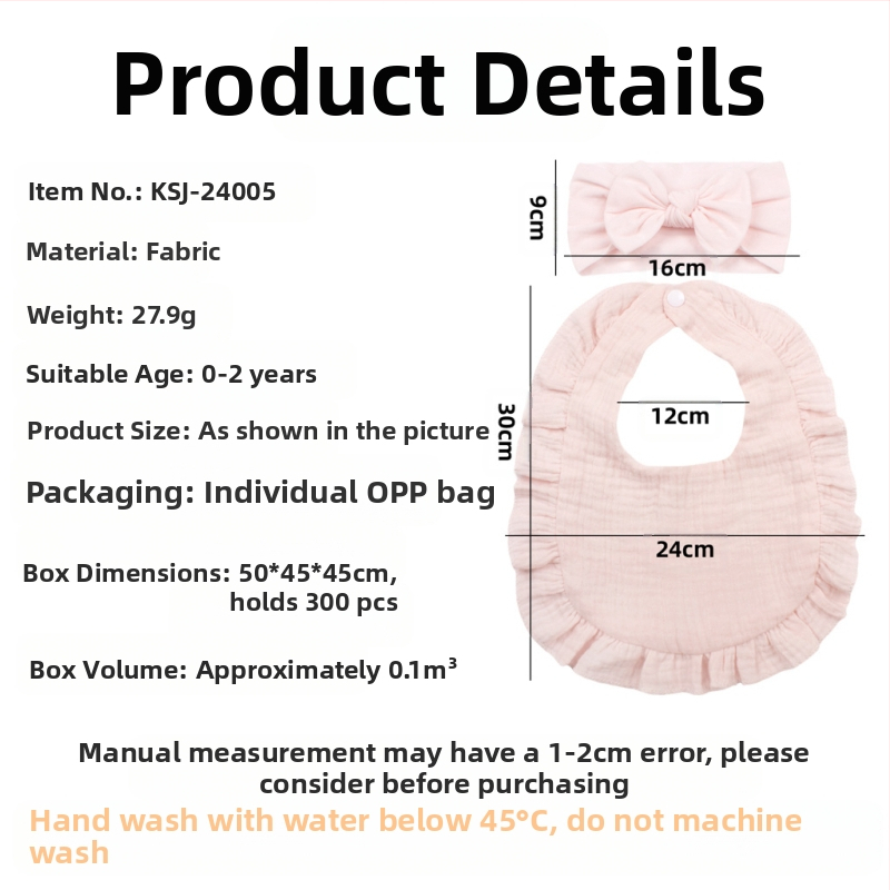 Европейски и американски новородени бебешки ленти за коса с панделка, детски марлени разрошени лигавници, хлъзгави бебешки кърпи