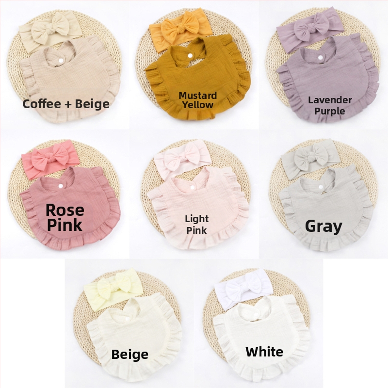 Европейски и американски новородени бебешки ленти за коса с панделка, детски марлени разрошени лигавници, хлъзгави бебешки кърпи