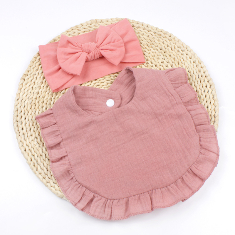 Европейски и американски новородени бебешки ленти за коса с панделка, детски марлени разрошени лигавници, хлъзгави бебешки кърпи