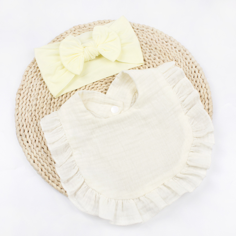 Европейски и американски новородени бебешки ленти за коса с панделка, детски марлени разрошени лигавници, хлъзгави бебешки кърпи