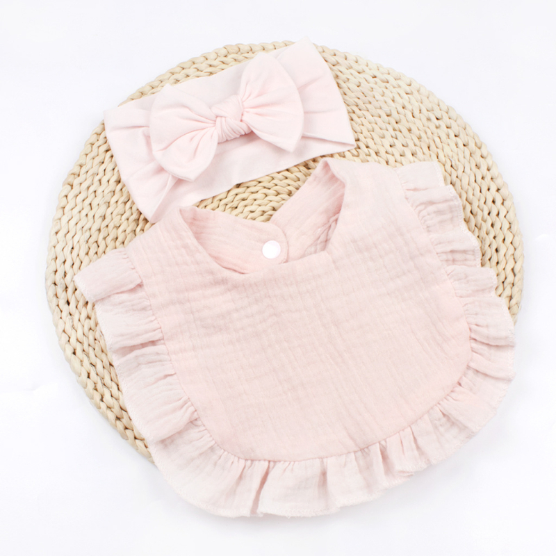 Европейски и американски новородени бебешки ленти за коса с панделка, детски марлени разрошени лигавници, хлъзгави бебешки кърпи