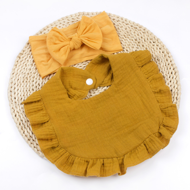 Европейски и американски новородени бебешки ленти за коса с панделка, детски марлени разрошени лигавници, хлъзгави бебешки кърпи