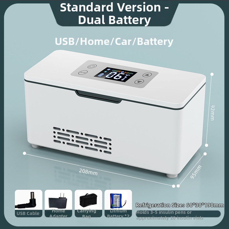 „Kubao“ nešiojamas insulino šaldytuvas, mini automobilinis namams, dvigubos paskirties 0–8 laipsnių šaldiklis, įkraunamas mažas US8 šaldytuvas