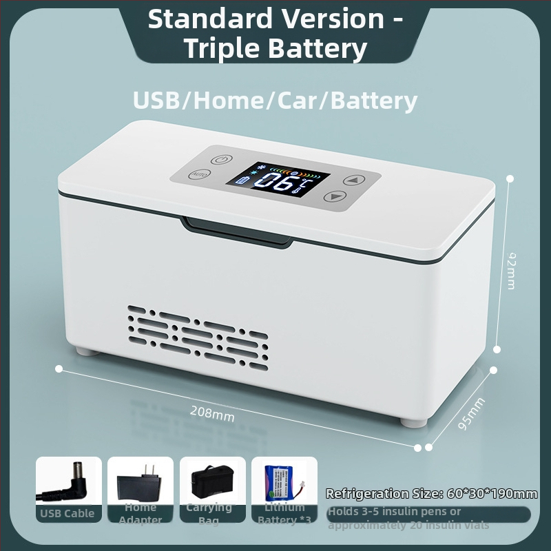 „Kubao“ nešiojamas insulino šaldytuvas, mini automobilinis namams, dvigubos paskirties 0–8 laipsnių šaldiklis, įkraunamas mažas US8 šaldytuvas