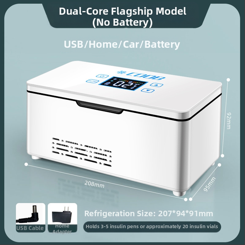 „Kubao“ nešiojamas insulino šaldytuvas, mini automobilinis namams, dvigubos paskirties 0–8 laipsnių šaldiklis, įkraunamas mažas US8 šaldytuvas