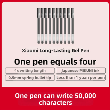 Στυλό ουδέτερου στυλό για φοιτητές, κόκκινο, στυλό υπογραφής 5 χιλιοστών, μαύρο, 0 Xiaomi Giant Writing, πακέτο ειδών γραφείου 10 κανονικών