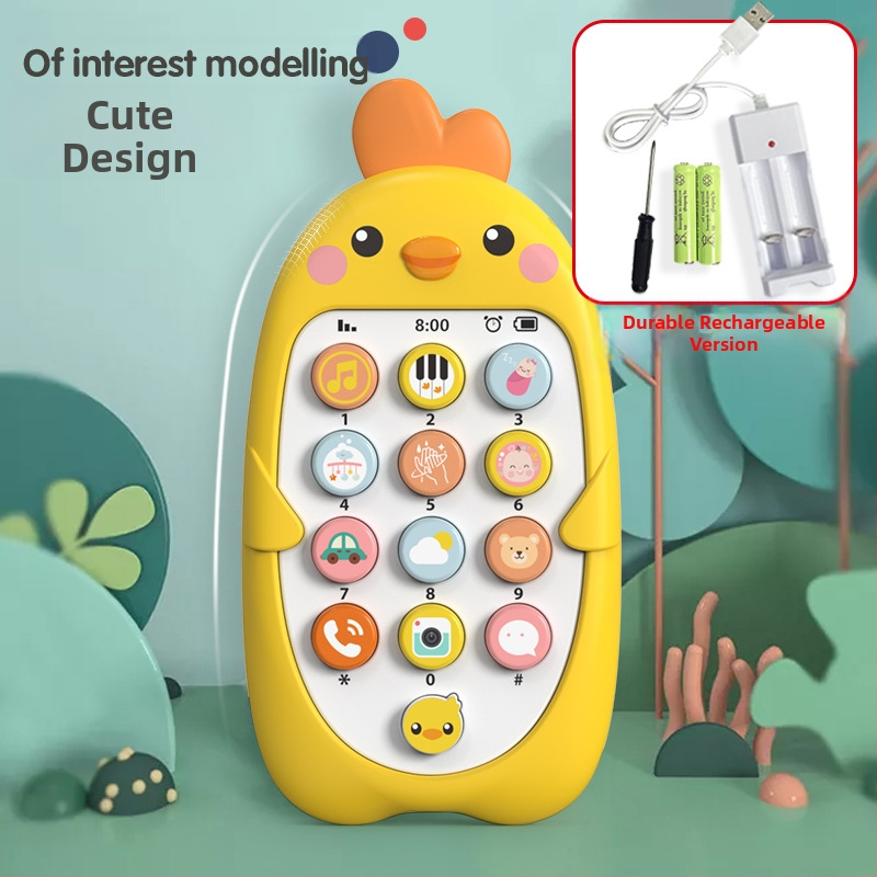 Bērnu mūzikas mobilais tālrunis izglītojošas agrīnās izglītības rotaļlietas zīdaiņu koduma simulācija cāļa tālruņa modelis ķīniešu un angļu valodā divvalodu