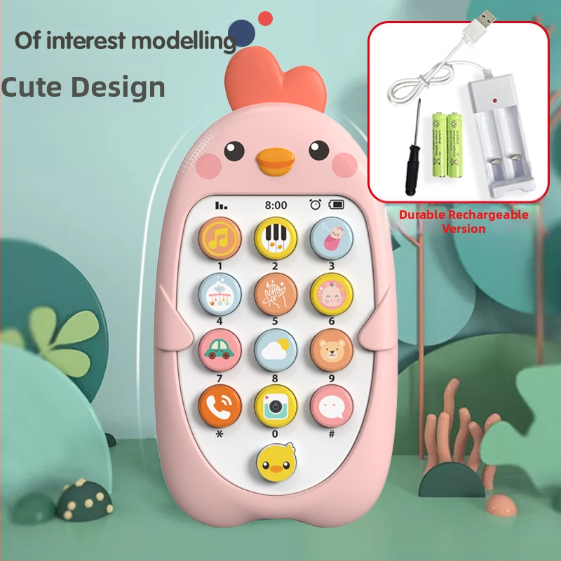 Bērnu mūzikas mobilais tālrunis izglītojošas agrīnās izglītības rotaļlietas zīdaiņu koduma simulācija cāļa tālruņa modelis ķīniešu un angļu valodā divvalodu