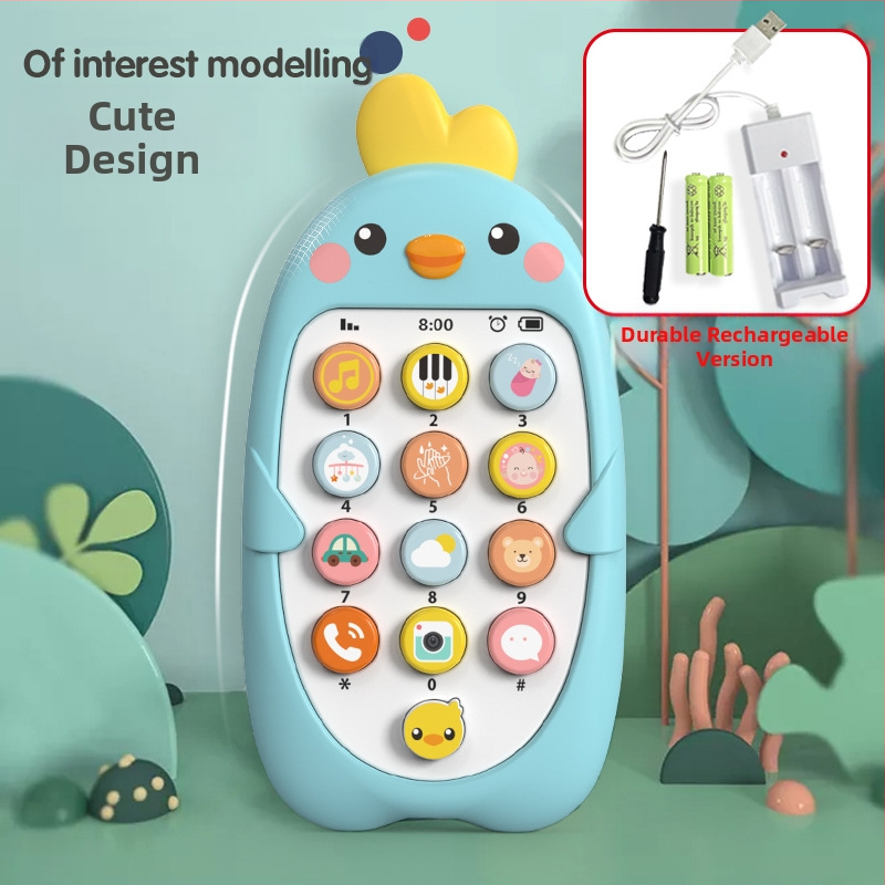 Bērnu mūzikas mobilais tālrunis izglītojošas agrīnās izglītības rotaļlietas zīdaiņu koduma simulācija cāļa tālruņa modelis ķīniešu un angļu valodā divvalodu