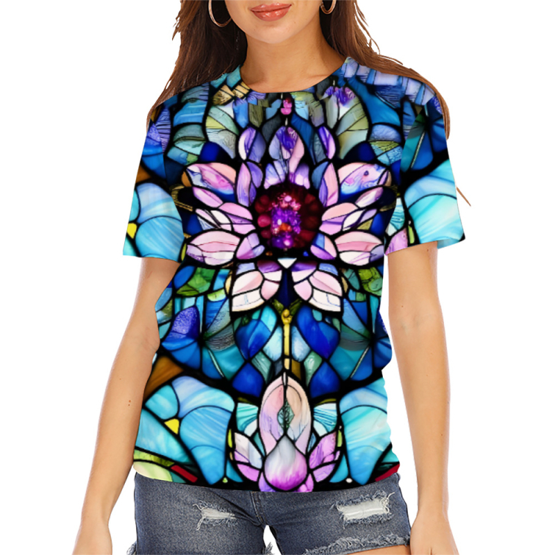 Tricou cu mânecă scurtă pentru femei, stație independentă Amazon 2025, imprimare digitală 3D, comerț exterior european și american, îmbrăcăminte pentru femei, o generație de păr