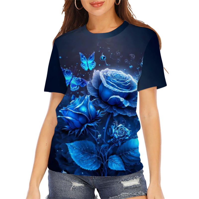 Tricou cu mânecă scurtă pentru femei, stație independentă Amazon 2025, imprimare digitală 3D, comerț exterior european și american, îmbrăcăminte pentru femei, o generație de păr