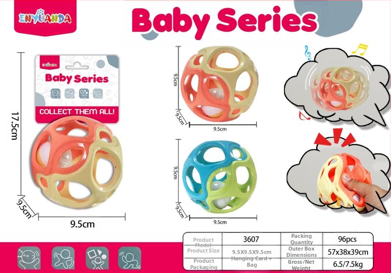 [Model fierbinte pentru mamă și bebeluș] Zornăitoare de mână pentru bebeluși Manhattan, minge cu gaură pentru apucarea mâinii, educație timpurie, integrare senzorială, antrenament, minge cu apucare a mâinii