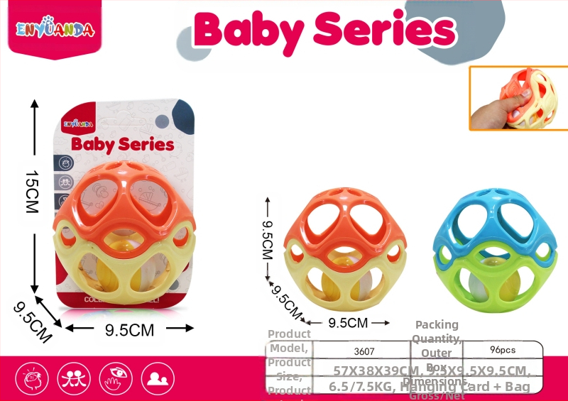 [Model fierbinte pentru mamă și bebeluș] Zornăitoare de mână pentru bebeluși Manhattan, minge cu gaură pentru apucarea mâinii, educație timpurie, integrare senzorială, antrenament, minge cu apucare a mâinii