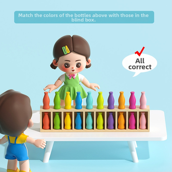 Piiriülene Douyini puidust joogipudeli värvi sobitamise mäng, mälu, interaktiivne lõbus lapsevanema-lapse lauamäng, hariduslik mänguasi