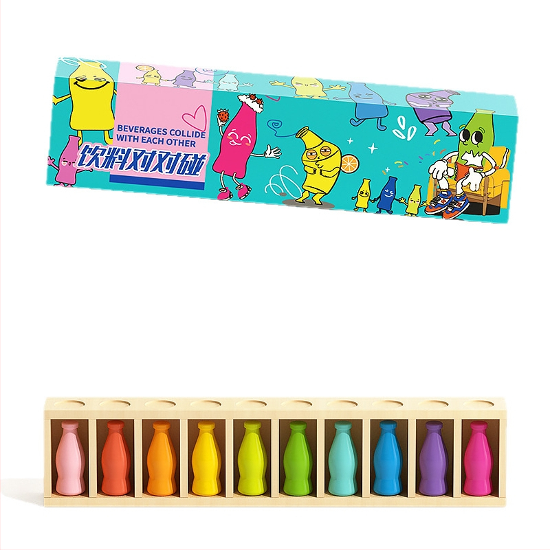 Piiriülene Douyini puidust joogipudeli värvi sobitamise mäng, mälu, interaktiivne lõbus lapsevanema-lapse lauamäng, hariduslik mänguasi