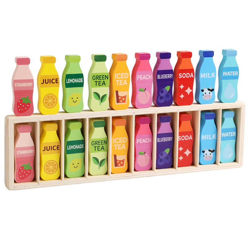 Piiriülene Douyini puidust joogipudeli värvi sobitamise mäng, mälu, interaktiivne lõbus lapsevanema-lapse lauamäng, hariduslik mänguasi