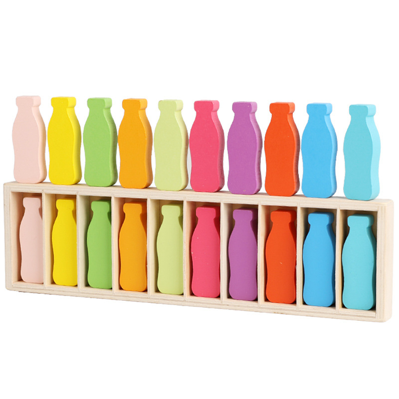 Piiriülene Douyini puidust joogipudeli värvi sobitamise mäng, mälu, interaktiivne lõbus lapsevanema-lapse lauamäng, hariduslik mänguasi
