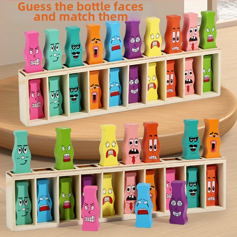 Piiriülene Douyini puidust joogipudeli värvi sobitamise mäng, mälu, interaktiivne lõbus lapsevanema-lapse lauamäng, hariduslik mänguasi