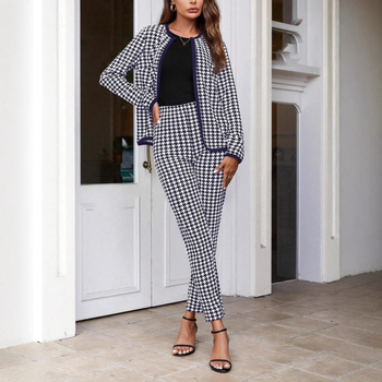 Δημιουργικό Ευρωπαϊκό και Αμερικανικό Στυλ Street Fashionistas Γυναικείο Παλτό, Ζακέτα, Στενή Παντελόνα, Δύο Τεμαχίων, Γυναικείο, Σε Προσφορά