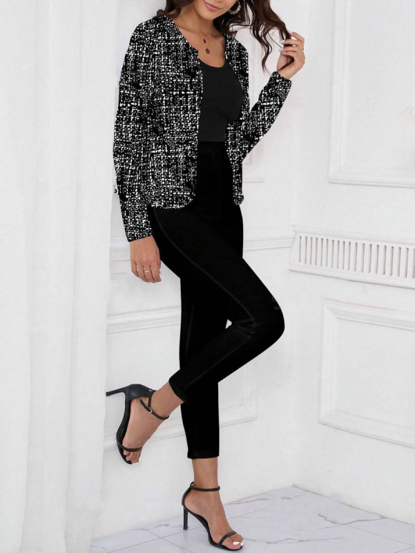 Radošs Eiropas un Amerikas stila ielu modes dāmu 2024. gada rudens un ziemas mētelis, kardigans, pieguļošas bikses, divdaļīgs uzvalks, sieviešu karsts izpārdošanas piedāvājums